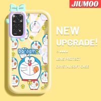 เคส JIUMOO สำหรับ Xiaomi MI Redmi โน้ต11 Note 11S เคสลายการ์ตูนแฮปปี้โดราเอมอนสเตอร์สีสันสดใสนิ่มสำหรับเลนส์กล้องเคสมือถือกันกระแทกแบบใสป้องกันซิลิโคนเรียบง่ายปลอกความคิดสร้างสรรค์โปร่งใส