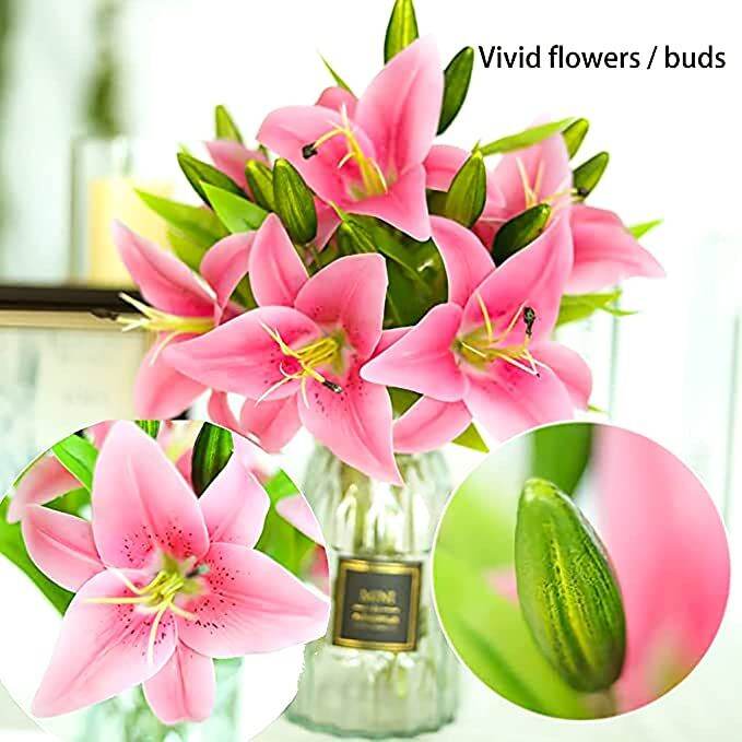 Artificial Tiger Lily Real Touch Lily Easter Lily Fake Flowers for Wedding Home Party Garden