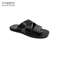 New† DAPPER รองเท้าแตะหนัง Carbon Fiber Cross Strap Sandals สีดำ (HSKB1935SC)