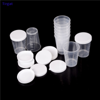 ?【Lowest price】Tirgat 10pcs 50ml พลาสติกถ้วยวัดภาชนะที่มีฝาครอบ