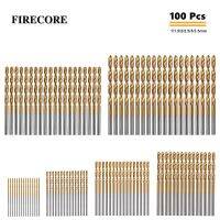 Firecore 100ชิ้น1/1.5/2.0/2.5/3/3.5 Mm ไทเทเนียมเคลือบบิดหัวเจาะอลูมิเนียม Hss สำหรับงานไม้เหล็กสูง