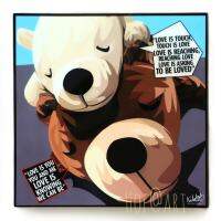 Love is Bear หมี รูปภาพ​ติด​ผนัง​ pop art การ์ตูน cartoon พร้อมกรอบและที่แขวน แต่งบ้าน ของขวัญ กรอบรูป รูปภาพ