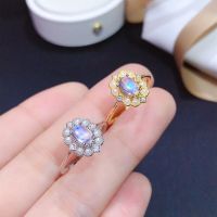 Simple and refined the latest style Natural blue moonstone ring 925 silver clean stones beautiful colors