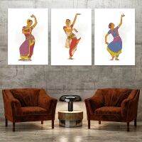 โปสเตอร์ระบำอินเดียที่น่าดึงดูดใจ Indian Classical Dancer Girl Modern Print Glamour Room Decor