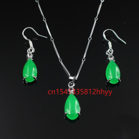 Hot Selling Natural Jade Drop Pendant Earring Set Charm Jewellery Hand-Carved Pendant for Women Men Fashion Accessories