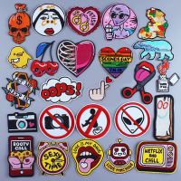 Hippie Patch On Clothes Camera Appliques Embroidered Patches For Clothing Heart Letters Stripes Thermo Stickers Sewing On Jacket