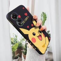 เคสสำหรับ OPPO A78 4G ลายการ์ตูนน่ารัก Pikacu Pokémn เคสโทรศัพท์ดีไซน์ข้างดีไซน์โปเกมอนเคสขอบสี่เหลี่ยมแบบน้ำปลอกซิลิโคนคลุมทั้งหมดเคสป้องกันกล้อง