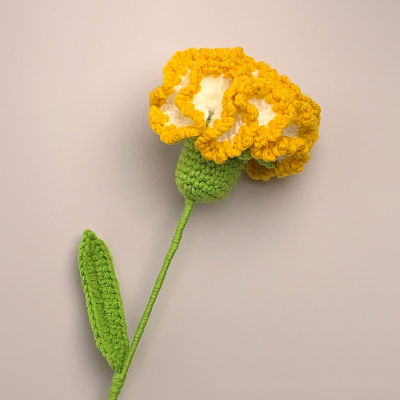 P5u7 1ชิ้นของขวัญผู้หญิง Carnation ผ้าโครเชต์ถักมือสำเร็จรูปช่อดอกไม้ประดิษฐ์ดอกคาร์เนชั่นวันแม่สำหรับการตกแต่งบ้าน
