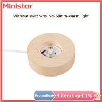 Ministar ไฟ LED ไม้ Dispaly ฐานคริสตัลแก้วศิลปะส่องสว่างฐานโคมไฟกลางคืนที่หมุนไฟ LED ไฟสีสันสดใสชั้นวาง