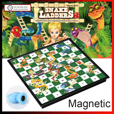 Foldable Chessboard Magnetic Snake and Ladder Chess Board Game Family Party กระดานหมากรุกพับได้แม่เหล็กงูและบันไดเกมกระดานหมากรุกครอบครัวพรรคปริศนาเด็กของขวั