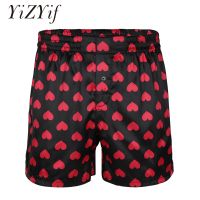 YiZYiF Men Sexy Love Heart Print Classic Soft Boxer Shorts Gay Casual Shorts Loose Lounge Short Pants