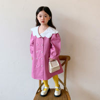 MILANCEL 2021 Autumn New Kids Dress Korean Solid Turn Doen Collar Girls Dress