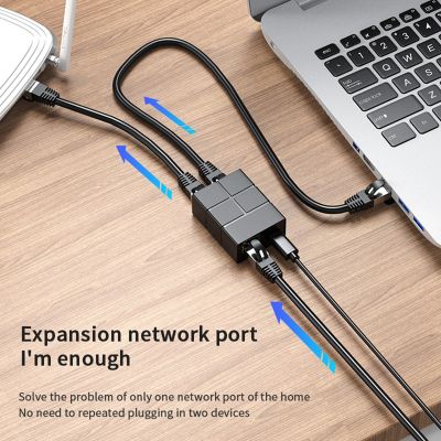 Network Cable Splitter 1 To 2 Simultaneous Internet Broadband Network Port Pairs 1 Drag Two-Turn Interface for Home