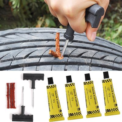 ❍﹍ Car Tire Repair Tool Set with Glue Rubber Stripes Tools for Motorcycle Bicycle Tubeless Tyre Puncture Quick Repairing Kit