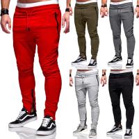 Men Zip Casual Sweatpants Jogger Running Workout Gym