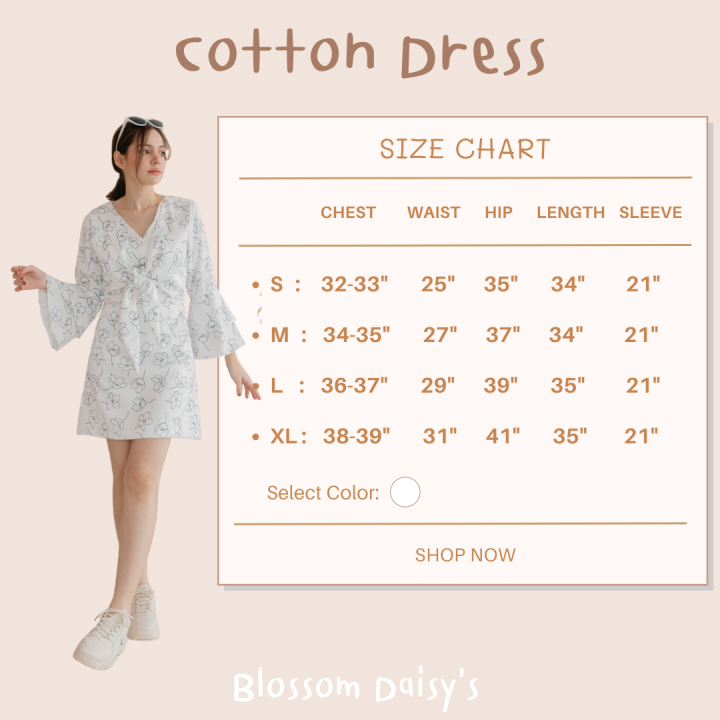 sale-cotton-dress-เดรสแขนยาว-ดีเทลผ้าผูกช่วงอก-แขนระบาย-ดีไซน์น่ารักมากๆ-ใส่ไปทำงาน-ไปออกเดทได้หมดเลยค่ะ