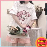 พร้อมส่ง เสื้อครอปแขนสั้น ทรงสวยงานน่ารัก เสื้อยืด เสื้อยืดลําลอง ผ้าฝ้าย แขนสั้น คอกลม ทรงหลวม พิมพ์ลาย Melody พลัสไซซ์ สําหรับนักเรียน