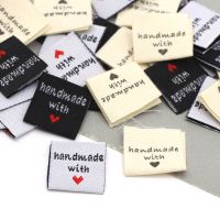 Black White Beige Clothes Tags Handmade With Love Labels For Hats 50Pcs Hand Made Label Sew Crafts Knitting Accessories 2x4CM Labels