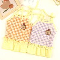 Summer Pet Dog Plaid Dress Fashion Puppy Sling Sweetly Princess Dress Bear Print Pet Cat Suspenders Skirt Chihuahua Dog Clothes Dresses