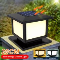 New Solar Powered LED Square Fence Light White Warm Lamp Outdoor Lighting Control Post Cap Aluminum Waterproof Pillar