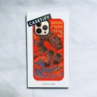 【HOT】casetify X Sushi Dragon Red Case IPhone 13 12 11 Pro Max Mini XS MAX XR X SE 6 6S 7 8 Plus Soft Case