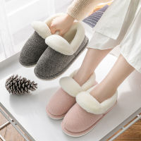 Spot parcel post Cotton Slippers Womens Cute Winter Thickened Fleece Warm Postpartum Confinement Shoes Home Couple Mens Slippers Anti-Slip Heel