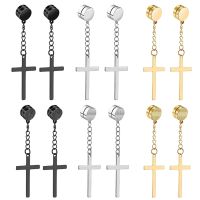 2pcs Punk Mens Strong Magnet Magnetic Cross Ear Stud Set Non Piercing Earrings Fake Earrings Gift for Boyfriend Lover Jewelry