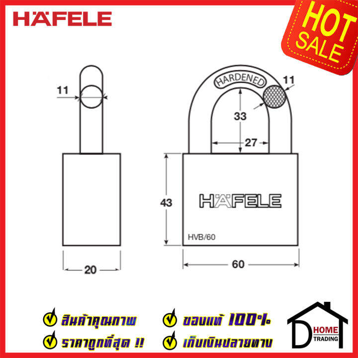 ถูกที่สุด-hafele-กุญแจ-แม่กุญแจ-ทองเหลือง-60mm-รุ่นคอสั้น-482-01-977-brass-padlock-hvb-60-คล้อง-สายยู-ล็อค-ล็อคเกอร์-ประตู-รั้ว-บ้าน-กุญแจนิรภัย-ของแท้100