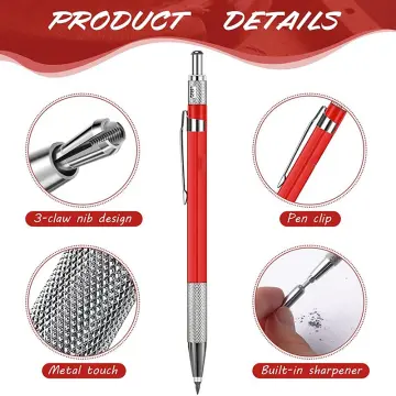 Welders Pencil With 12PCS Silver Streak Refills Metal Marker