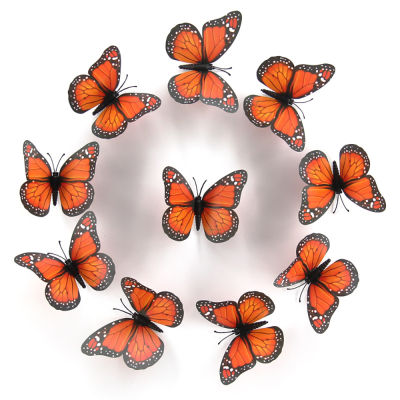 10pcs 3D 4.72 Decor Home Inch Party Magnet Crafts Bedroom Butterflies Wedding Sticker Monarch Butterfly