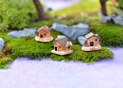 บ้านตุ๊กตาจิ๋วขนาดเล็กของเล่นกระท่อม DIY ช่างฝีมือสวนในของตกแต่งในสวนตกแต่งภูมิทัศน์แบบสุ่มสี