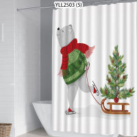 Bathroom Merry Christmas Shower Curtains Waterproof Polyester Christmas Gift Pattern Bath Curtain for Bathroom Decoration