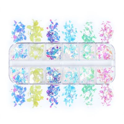 【CW】 Iridescent Nails Glitter Flakes Holographic Charms Gel Manicure Flash