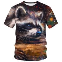 Animal Raccoon Graphic Mens T-shirt แฟชั่นการพิมพ์ 3 มิติกวางเสื้อยืดฤดูร้อนลำลองผู้หญิงเสื้อผ้าตลกแขนสั้น XS-5XL