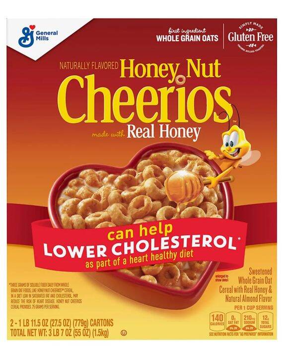 General Mills Honey Nut Cheerios, Can help Lower Cholesterol, 55 oz, 1.5kg Lazada