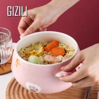 Cat Ramen Bowl with Chopstick Lid Spoon Plate Ceramic Cute Kitchen Salad Fruit Instant Noodle Rice Large Bowl Children Tableware