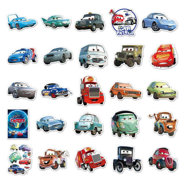 103050ชิ้นดิสนีย์น่ารักการ์ตูนรถยนต์-lightning-mcqueen-สติกเกอร์สเก็ตบอร์ดรถจักรยานยนต์แล็ปท็อปกันน้ำสติกเกอร์รูปลอกเด็กของเล่น