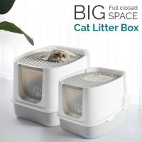 Pet Cat Litter Box Enclosed Anti-Splash Deodorant ห้องน้ำแมวสำหรับแมว 2-Way พร้อมพลั่วความจุสูง Cat Litter ถาด