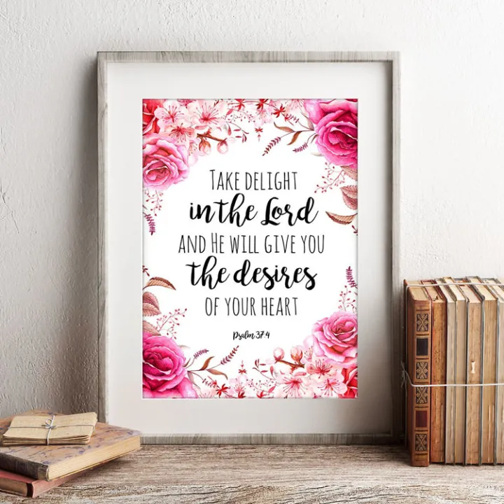 Bible Verse HD Wall Art A4 LAMINATED - Psalm 37 4 | Lazada PH