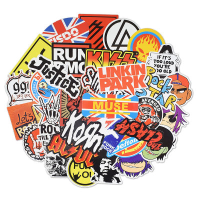 100 Pcs Rock &amp; Roll Stickers Music Retro Band Graffiti JDM DIY Sticker for Laptop Motorcycle Guitar Luggage Car Snowboard Decals