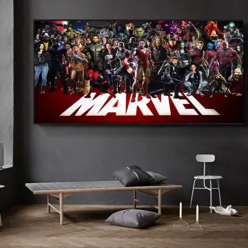 Disney Marvel Movie Superhero Wall Art Poster SpiderMan Iron Man Simple  Home Decor Canvas Painting Mural Pictures Print Artwork