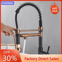 Kitchen Faucet All Copper Pull-out Kitchen Sink Faucet Double Outlet Water Cooled Hot Wash Vegetable Basin Spring Faucet