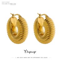 【YP】 Yhpup Round Chunky Hoop Earrings Gold Ete Jewlery New Metal K Plated Accessories