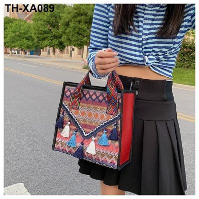■✲ Bohemia tassel weaving bag handbag Japan and contracted national web celebrity lace shoulder inclined