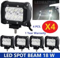 X4 เเพ็คคู่ สุดคุ้ม !! LED SPOT BEAM ไฟสปอร์ตไลท์ ไฟหน้ารถ ไฟท้าย สว่างมาก สำหรับรถยนต์ มอเตอร์ไซต์ บิ๊กไบท์ AGV 18 Watt 12V-24V เเสงขาว งานพรีเมี่ยม จำนวน 4 ชิ้น