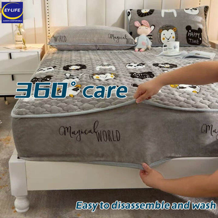 EAYLife Milk Velvet Fitted Sheet One Piece Thickened Cotton Flannel