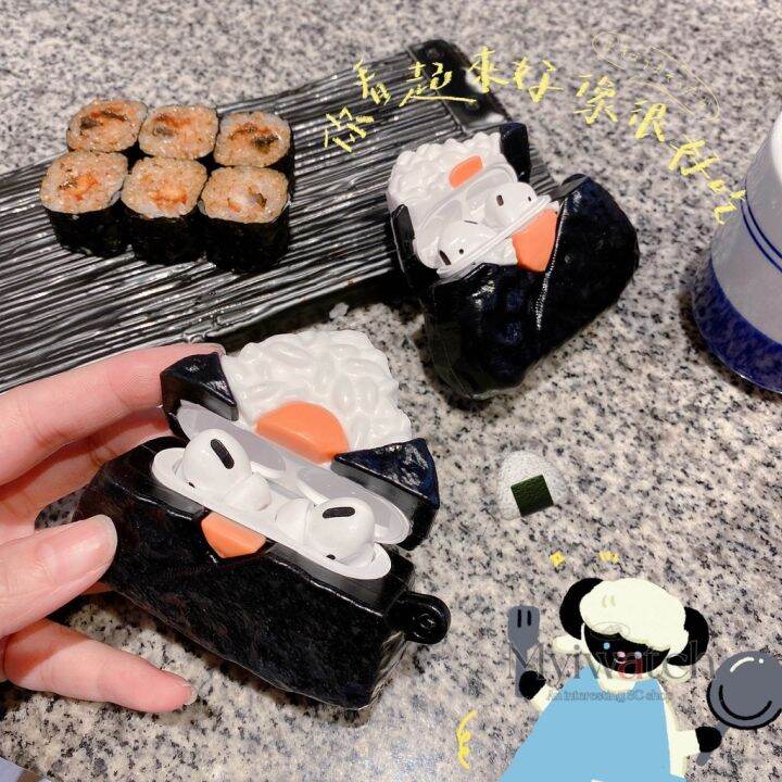 เคสหูฟังบลูทูธไร้สาย-ซิลิโคนนุ่ม-ลายทาร์ตไข่สเต็ก-สร้างสรรค์-พร้อมกล่องโลหะ-สําหรับ-airpods-1-2-3-pro