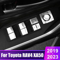 สำหรับ Toyota RAV4 XA50 2019 2020 2021 2022 2023 RAV 4 Hybrid รถกระจกหน้าต่างปุ่มสวิทช์ฝาครอบสติกเกอร์อุปกรณ์เสริม