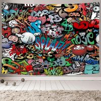 【CW】☂❉♚  Graffiti Tapestry Hip Hop Hippie Wall Hanging Themed Backdrop Room Bedroom College Dorm