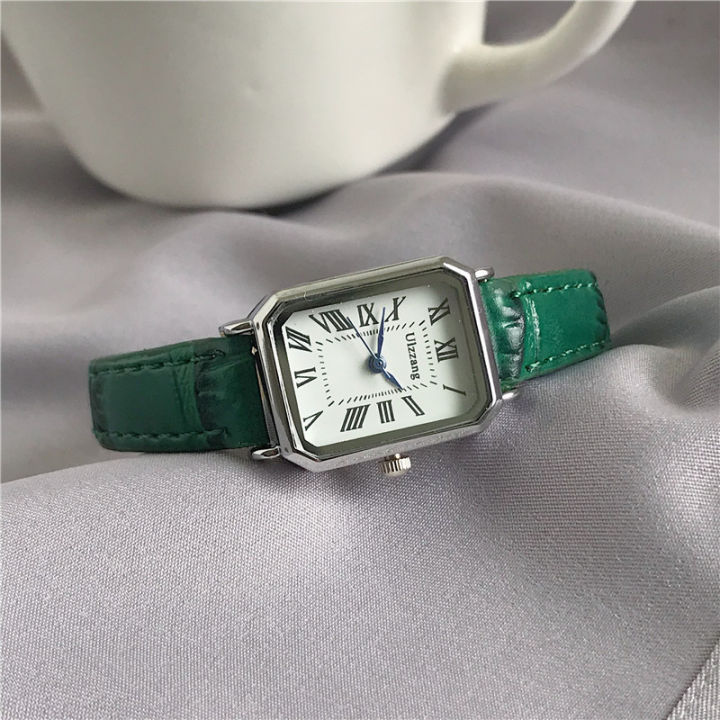 นาฬิกาย้อนยุคคลาสสิกสบายๆควอตซ์แบบ-dial-สายหนังวงสี่เหลี่ยมผืนผ้านาฬิกานาฬิกาข้อมือแฟชั่นสำหรับผู้หญิง